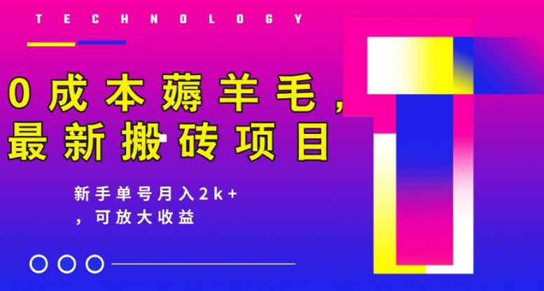 0成本薅羊毛，最新搬砖项目，新手单号月入2k+，可放大操作K叔网赚资源-网赚项目-副业赚钱-互联网创业-资源整合K叔网赚资源