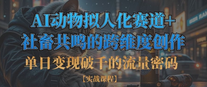 单日变现破千的流量密码，AI动物拟人化赛道+社畜共鸣的跨维度创作K叔网赚资源-网赚项目-副业赚钱-互联网创业-资源整合K叔网赚资源