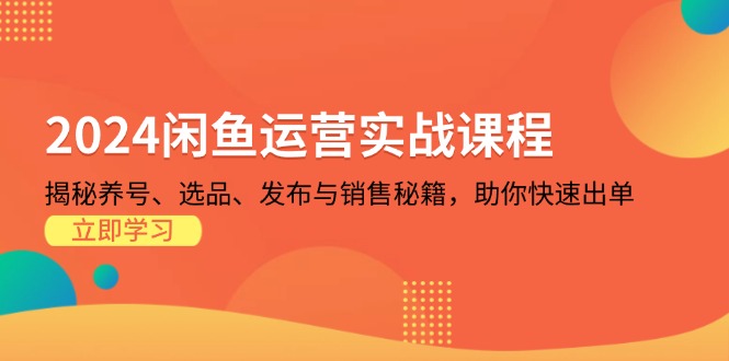 2024闲鱼运营实战课程：揭秘养号、选品、发布与销售秘籍，助你快速出单K叔网赚资源-网赚项目-副业赚钱-互联网创业-资源整合K叔网赚资源