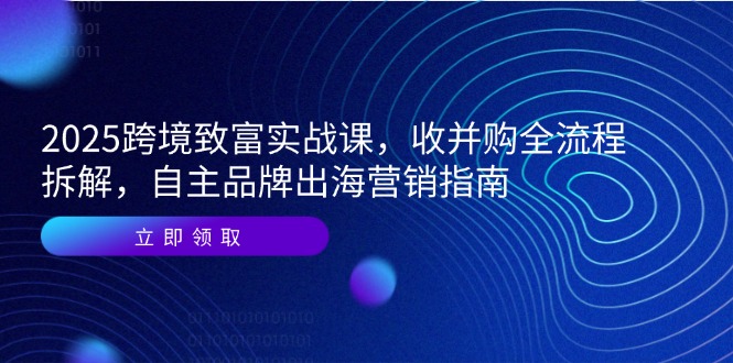 2025跨境致富实战课，收并购全流程拆解，自主品牌出海营销指南K叔网赚资源-网赚项目-副业赚钱-互联网创业-资源整合K叔网赚资源