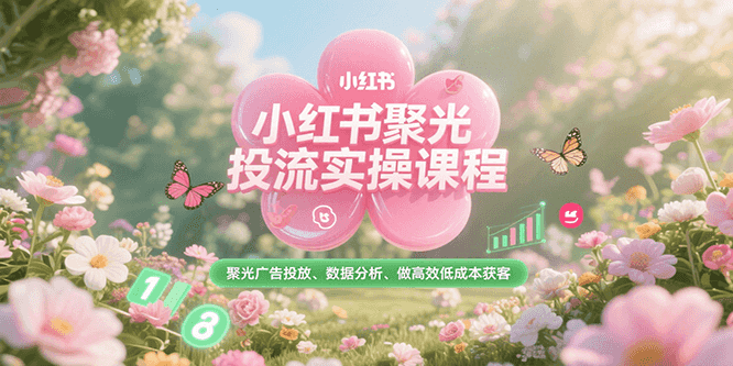 小红书聚光投流实操课程，聚光广告投放、数据分析、做高效低成本获客K叔网赚资源-网赚项目-副业赚钱-互联网创业-资源整合K叔网赚资源