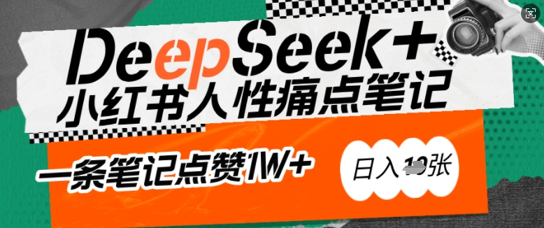 AI赋能小红书爆款秘籍：用DeepSeek轻松抓人性痛点，小白也能写出点赞破万的吸金笔记，日入多张K叔网赚资源-网赚项目-副业赚钱-互联网创业-资源整合K叔网赚资源