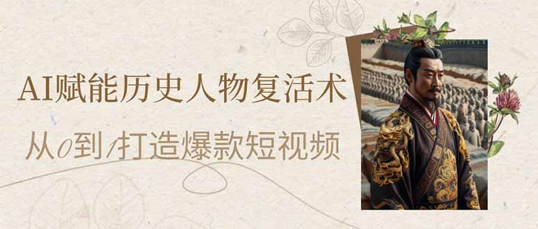 AI赋能历史人物复活术：从0到1打造爆款短视频K叔网赚资源-网赚项目-副业赚钱-互联网创业-资源整合K叔网赚资源