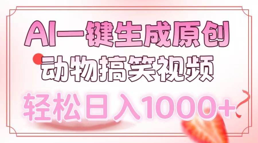 AI一键生成原创动物搞笑视频，轻松日入1000+K叔网赚资源-网赚项目-副业赚钱-互联网创业-资源整合K叔网赚资源