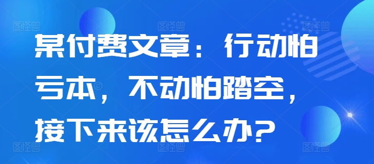 某付费文章：行动怕亏本，不动怕踏空，接下来该怎么办?K叔网赚资源-网赚项目-副业赚钱-互联网创业-资源整合K叔网赚资源