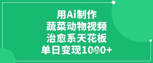 用Ai制作蔬菜动物视频，治愈系天花板，单日变现1kK叔网赚资源-网赚项目-副业赚钱-互联网创业-资源整合K叔网赚资源