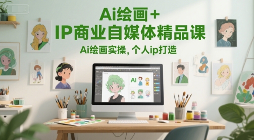 Ai绘画+IP商业自媒体精品课，Ai绘画实操，个人ip打造K叔网赚资源-网赚项目-副业赚钱-互联网创业-资源整合K叔网赚资源