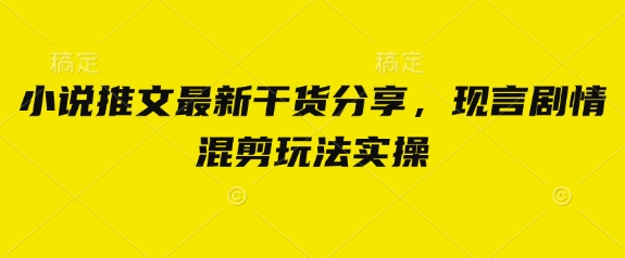 小说推文最新干货分享，现言剧情混剪玩法实操K叔网赚资源-网赚项目-副业赚钱-互联网创业-资源整合K叔网赚资源