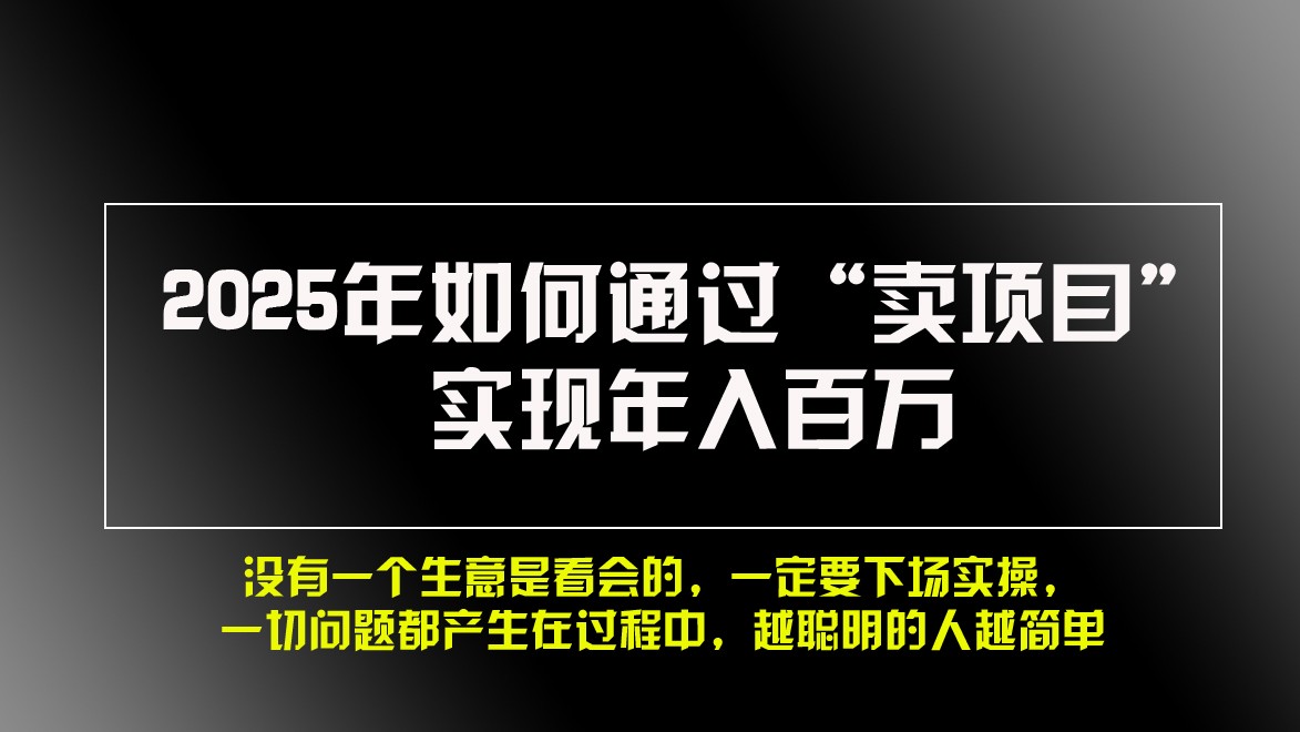 2025年如何通过“卖项目”实现年入百万K叔网赚资源-网赚项目-副业赚钱-互联网创业-资源整合K叔网赚资源