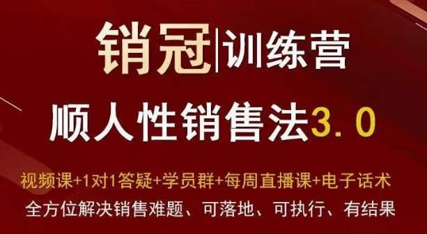 爆款！销冠训练营3.0之顺人性销售法，全方位解决销售难题、可落地、可执行、有结果K叔网赚资源-网赚项目-副业赚钱-互联网创业-资源整合K叔网赚资源