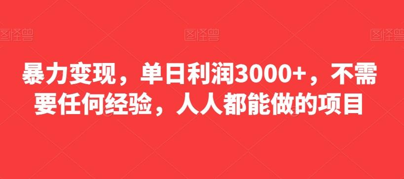 暴力变现，单日利润3000+，不需要任何经验，人人都能做的项目K叔网赚资源-网赚项目-副业赚钱-互联网创业-资源整合K叔网赚资源