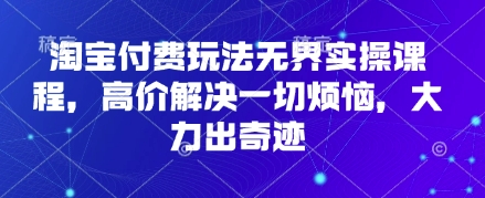 淘宝付费玩法无界实操课程，高价解决一切烦恼，大力出奇迹K叔网赚资源-网赚项目-副业赚钱-互联网创业-资源整合K叔网赚资源