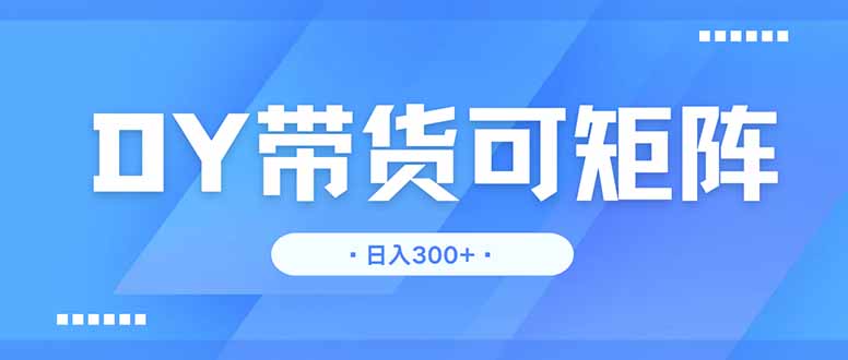 DY带货，日入300＋矩阵无上限K叔网赚资源-网赚项目-副业赚钱-互联网创业-资源整合K叔网赚资源
