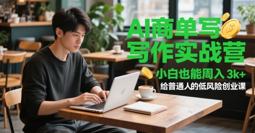 AI商单写作实战营，小白也能周入3k+，给普通人的低风险创业课K叔网赚资源-网赚项目-副业赚钱-互联网创业-资源整合K叔网赚资源