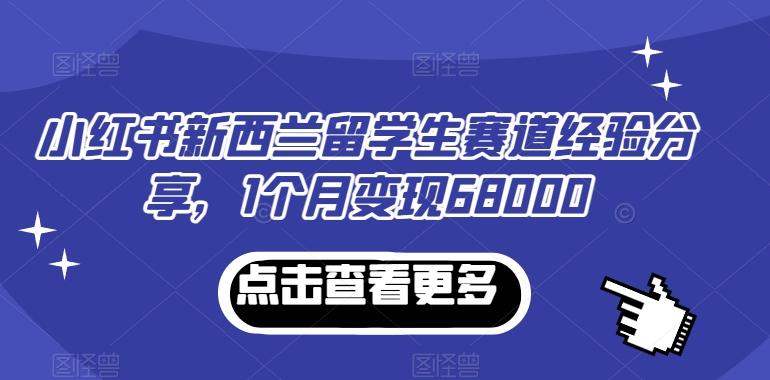 小红书新西兰留学生赛道经验分享，1个月变现68000【揭秘】K叔网赚资源-网赚项目-副业赚钱-互联网创业-资源整合K叔网赚资源
