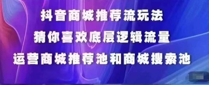 抖音商城运营课程，猜你喜欢入池商城搜索商城推荐人群标签覆盖K叔网赚资源-网赚项目-副业赚钱-互联网创业-资源整合K叔网赚资源