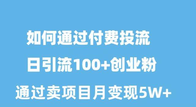 如何通过付费投流日引流100+创业粉月变现5W+K叔网赚资源-网赚项目-副业赚钱-互联网创业-资源整合K叔网赚资源