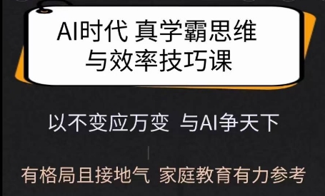 Ai时代真学霸思维与学习方法课，有格局且接地气，家庭教育有力参考K叔网赚资源-网赚项目-副业赚钱-互联网创业-资源整合K叔网赚资源