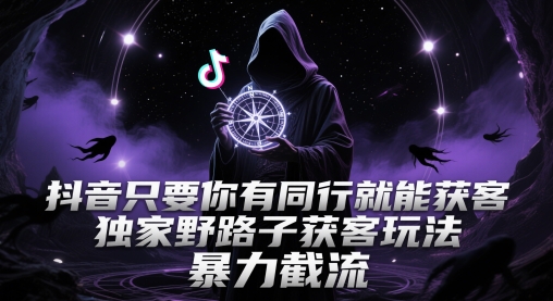 抖音只要你有同行就能获客，独家野路子获客玩法，暴力截流【揭秘】K叔网赚资源-网赚项目-副业赚钱-互联网创业-资源整合K叔网赚资源