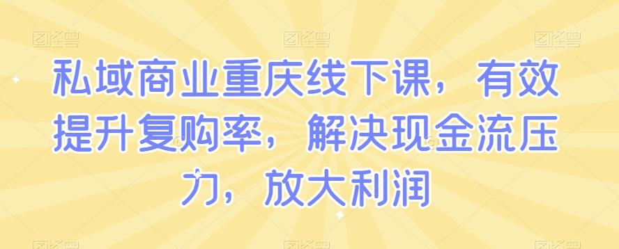 私域商业重庆线下课，有效提升复购率，解决现金流压力，放大利润K叔网赚资源-网赚项目-副业赚钱-互联网创业-资源整合K叔网赚资源