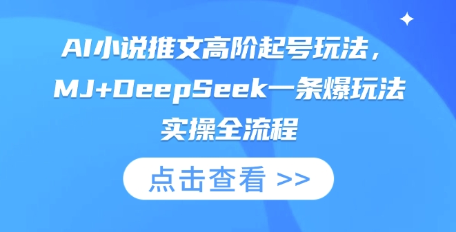 AI小说推文高阶起号玩法，MJ+DeepSeek一条爆玩法实操全流程K叔网赚资源-网赚项目-副业赚钱-互联网创业-资源整合K叔网赚资源