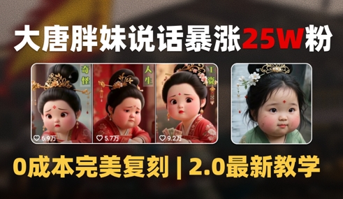AI大唐胖贵妃说话2.0，40条视频暴涨40w粉，附独家变现攻略K叔网赚资源-网赚项目-副业赚钱-互联网创业-资源整合K叔网赚资源