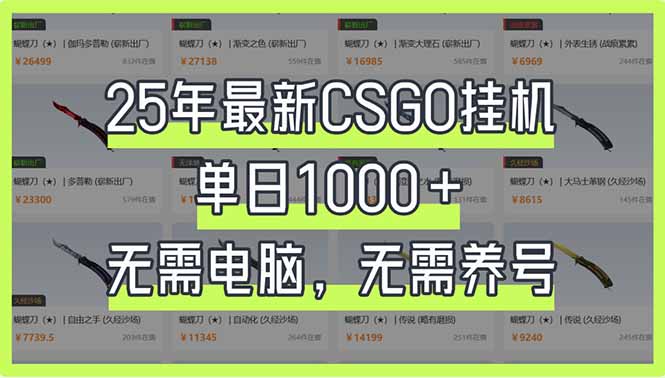 25年最新CSGO挂机系统，单日1000+，无需电脑，无需养号，0基础可上手K叔网赚资源-网赚项目-副业赚钱-互联网创业-资源整合K叔网赚资源