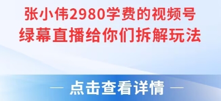 张小伟2980付费额视频号绿幕直播给你们拆解玩法K叔网赚资源-网赚项目-副业赚钱-互联网创业-资源整合K叔网赚资源