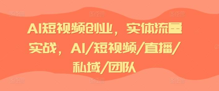 AI短视频创业，实体流量实战，AI/短视频/直播/私域/团队K叔网赚资源-网赚项目-副业赚钱-互联网创业-资源整合K叔网赚资源