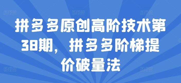 拼多多原创高阶技术第38期，拼多多阶梯提价破量法K叔网赚资源-网赚项目-副业赚钱-互联网创业-资源整合K叔网赚资源