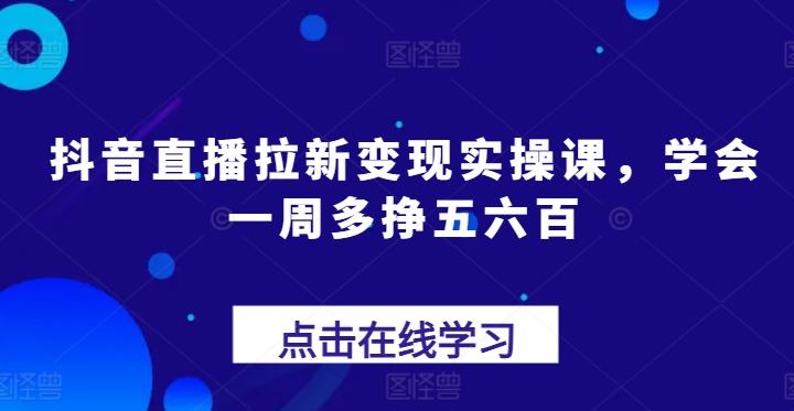 抖音直播拉新变现实操课，学会一周多挣五六百K叔网赚资源-网赚项目-副业赚钱-互联网创业-资源整合K叔网赚资源