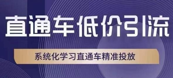 直通车低价引流课，系统化学习直通车精准投放K叔网赚资源-网赚项目-副业赚钱-互联网创业-资源整合K叔网赚资源
