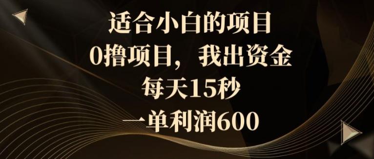 适合小白的项目，0撸项目，我出资金，每天15秒，一单利润600K叔网赚资源-网赚项目-副业赚钱-互联网创业-资源整合K叔网赚资源