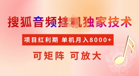 全网首发搜狐音频挂JI独家技术，项目红利期，可矩阵可放大，稳定月入8k【揭秘】K叔网赚资源-网赚项目-副业赚钱-互联网创业-资源整合K叔网赚资源