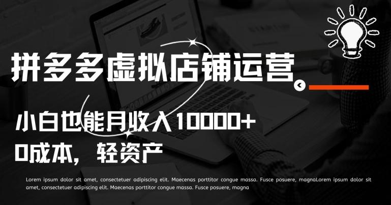拼多多虚拟店铺运营小白也能月收入10000+【揭秘】K叔网赚资源-网赚项目-副业赚钱-互联网创业-资源整合K叔网赚资源