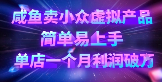 咸鱼卖小众虚拟产品，简单易上手，单店一个月利润破WK叔网赚资源-网赚项目-副业赚钱-互联网创业-资源整合K叔网赚资源