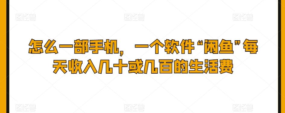 怎么一部手机，一个软件“闲鱼”每天收入几十或几百的生活费K叔网赚资源-网赚项目-副业赚钱-互联网创业-资源整合K叔网赚资源