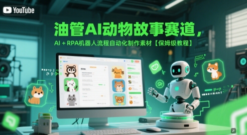 油管AI动物故事赛道，AI+RPA机器人流程自动化制作素材【保姆级教程】K叔网赚资源-网赚项目-副业赚钱-互联网创业-资源整合K叔网赚资源