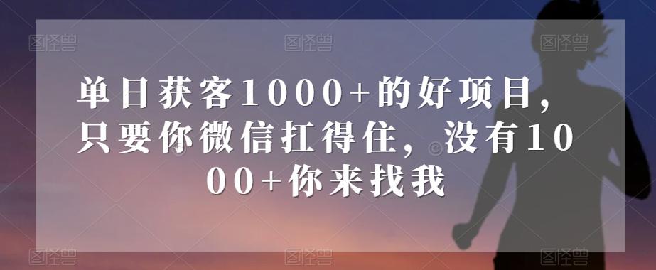 单日获客1000+的好项目，只要你微信扛得住，没有1000+你来找我【揭秘】K叔网赚资源-网赚项目-副业赚钱-互联网创业-资源整合K叔网赚资源