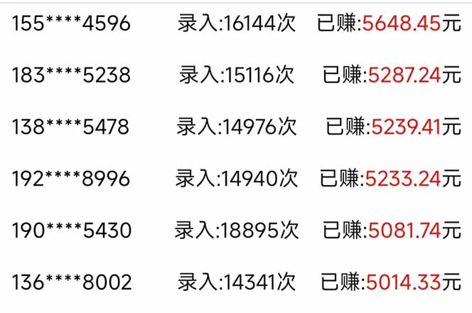 信息录入，几秒一单，只需一部手机，小白轻松上手，日入500＋K叔网赚资源-网赚项目-副业赚钱-互联网创业-资源整合K叔网赚资源
