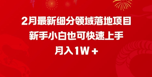 2月最新细分领域落地项目，新手小白也可快速上手，月入1WK叔网赚资源-网赚项目-副业赚钱-互联网创业-资源整合K叔网赚资源