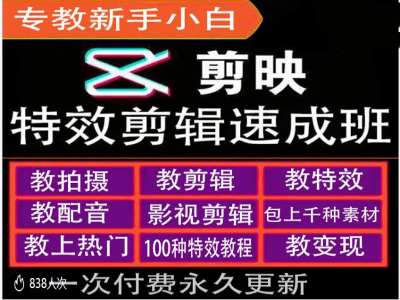 剪映特效教程和运营变现教程，特效剪辑速成班，专教新手小白K叔网赚资源-网赚项目-副业赚钱-互联网创业-资源整合K叔网赚资源