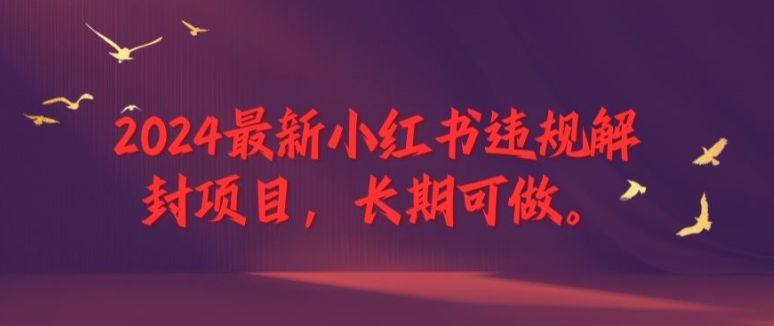 2024最新小红书违规解封项目，长期可做，一个可以做到退休的项目【揭秘】K叔网赚资源-网赚项目-副业赚钱-互联网创业-资源整合K叔网赚资源
