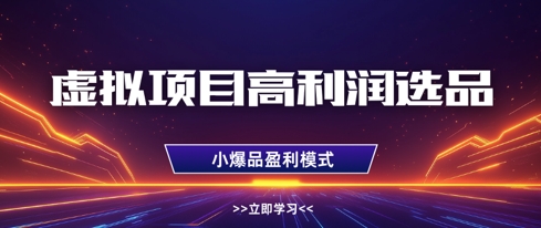 虚拟项目高利润选品方法，做好单店利润1W+，可多店倍增利润K叔网赚资源-网赚项目-副业赚钱-互联网创业-资源整合K叔网赚资源