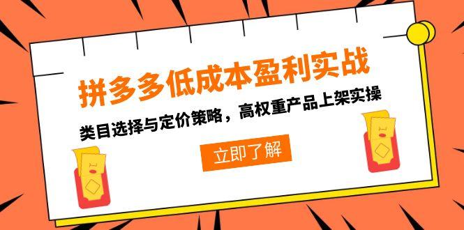 拼多多低成本盈利实战，类目选择与定价策略，高权重产品上架实操K叔网赚资源-网赚项目-副业赚钱-互联网创业-资源整合K叔网赚资源
