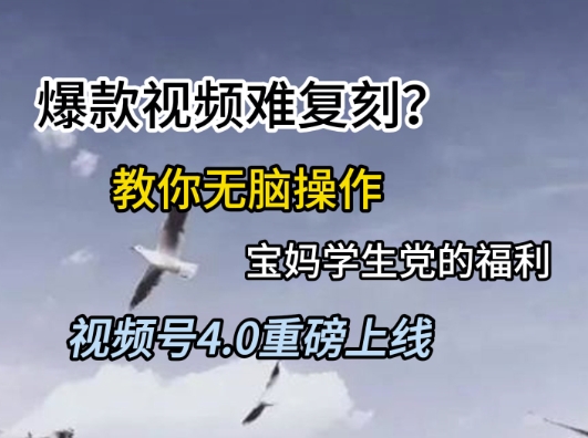 视频号4.0重磅上线，爆款视频难复刻？教你无脑操作宝妈学生党的福利【揭秘】K叔网赚资源-网赚项目-副业赚钱-互联网创业-资源整合K叔网赚资源