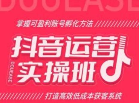 抖音运营实操班，掌握可盈利账号孵化方法，打造高效低成本获客系统K叔网赚资源-网赚项目-副业赚钱-互联网创业-资源整合K叔网赚资源