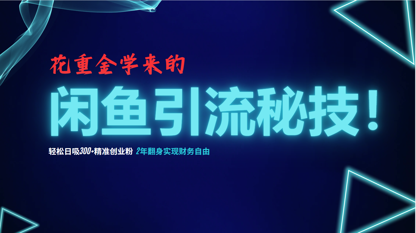 花重金学来的闲鱼引流秘技！轻松日吸300+精准创业粉，每天躺赚5000+，2…K叔网赚资源-网赚项目-副业赚钱-互联网创业-资源整合K叔网赚资源