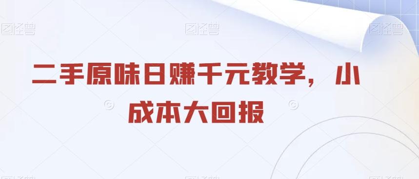 二手原味日赚千元教学，小成本大回报K叔网赚资源-网赚项目-副业赚钱-互联网创业-资源整合K叔网赚资源