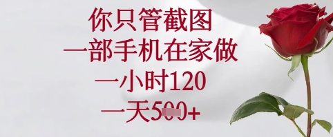 你只管截图，一部手机在家可以做，一小时120.一天5张+【揭秘】K叔网赚资源-网赚项目-副业赚钱-互联网创业-资源整合K叔网赚资源